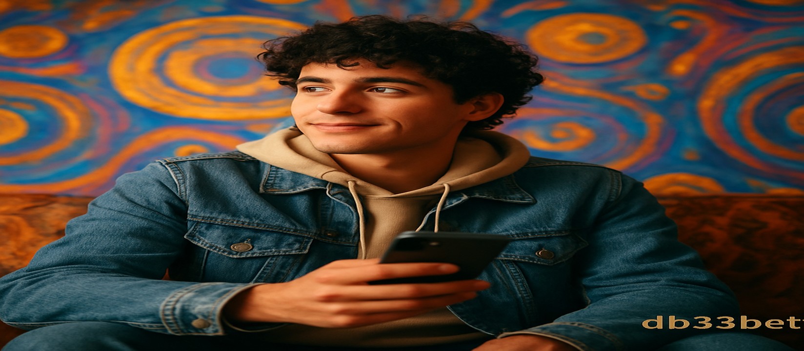 সোফায় আরাম করে বসে একজন ব্যক্তি 33bet অ্যাপটি ব্যবহার করছেন